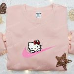 Hello Kitty x Nike Cartoon Embroidered Shirt: Stylish Collaboration with Nike Swoosh & Hello Kitty