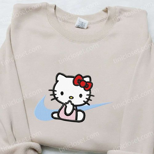 Hello Kitty x Nike Swoosh Cartoon Sweatshirt – Embroidered Shirt for Nike Fans