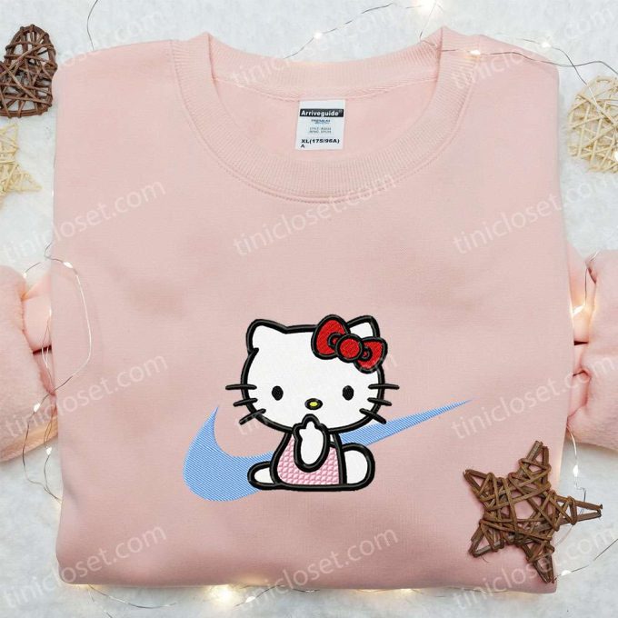 Hello Kitty x Nike Swoosh Cartoon Sweatshirt – Embroidered Shirt for Nike Fans