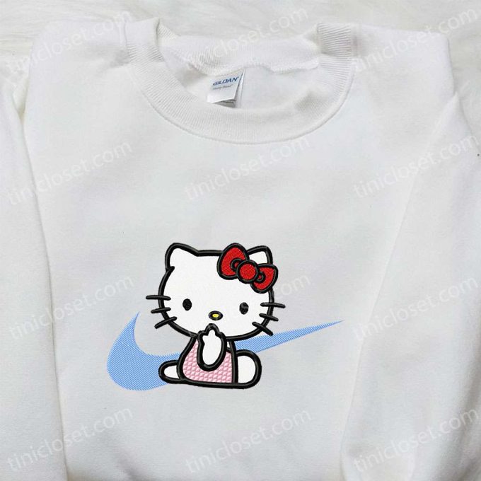 Hello Kitty x Nike Swoosh Cartoon Sweatshirt – Embroidered Shirt for Nike Fans