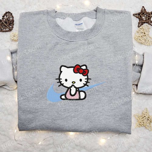 Hello Kitty x Nike Swoosh Cartoon Sweatshirt: Embroidered Shirt Nike Inspired Design