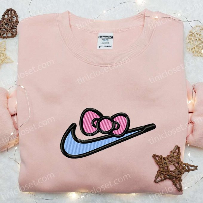 Hello Kitty x Nike Swoosh Cartoon Embroidered Sweatshirt – Nike Inspired Shirt Perfect Family Gift