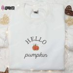 Hello Pumpkin Embroidered Sweatshirt: Spook-tacular Halloween Hoodie Best Gift Idea