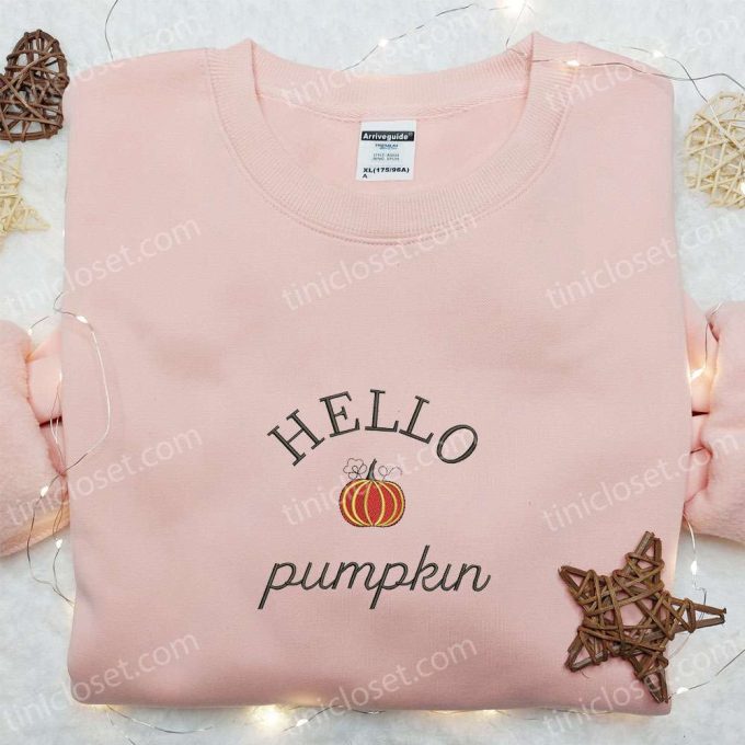 Hello Pumpkin Embroidered Sweatshirt: Spook-tacular Halloween Hoodie Best Gift Idea