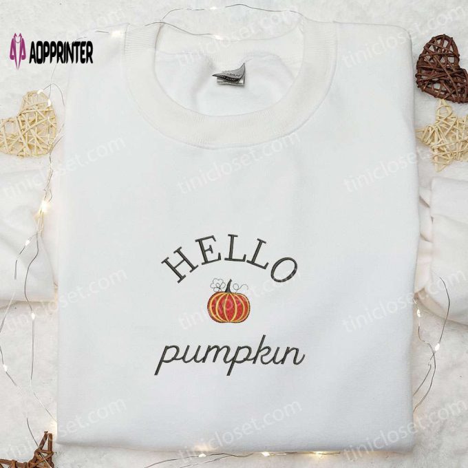 Hello Pumpkin Embroidered Sweatshirt: Spook-tacular Halloween Hoodie Best Gift Idea