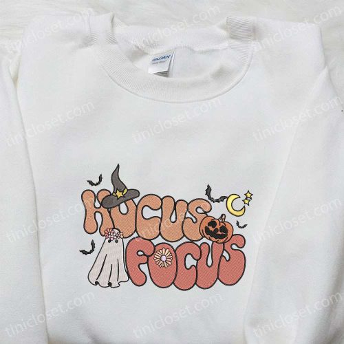 Hocus Focus Groovy Funny Halloween Embroidered Sweatshirt & Hoodie: Best Halloween Gifts