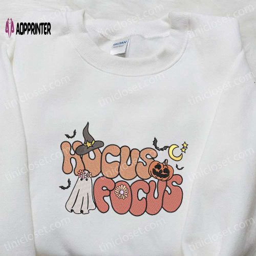 Hocus Pocus Everybody Focus: Vintage Halloween Embroidered Sweatshirt & Hoodie – Best Family Halloween Gifts