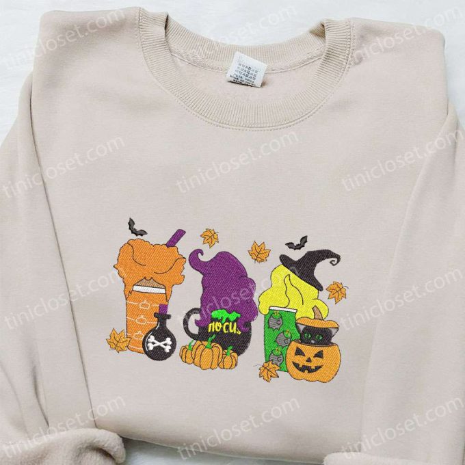 Hocus Pocus Fall Coffee Embroidered Shirt & Halloween Sweatshirt: Perfect Gifts for Halloween Lovers