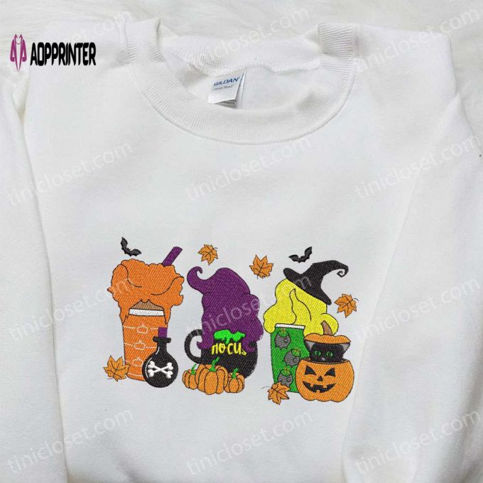 Hocus Pocus Fall Coffee Embroidered Shirt & Halloween Sweatshirt: Perfect Gifts for Halloween Lovers