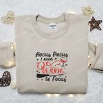 Hocus Pocus Wine to Focus Embroidered Shirt: Best Halloween Gift for Family – Halloween Shirt