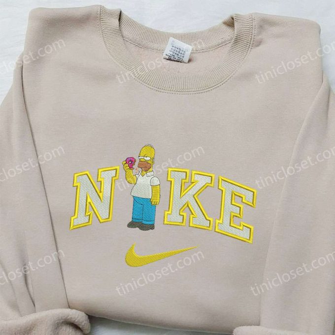 Homer Eating Donut x Nike Embroidered Shirt – The Simpsons Custom Apparel