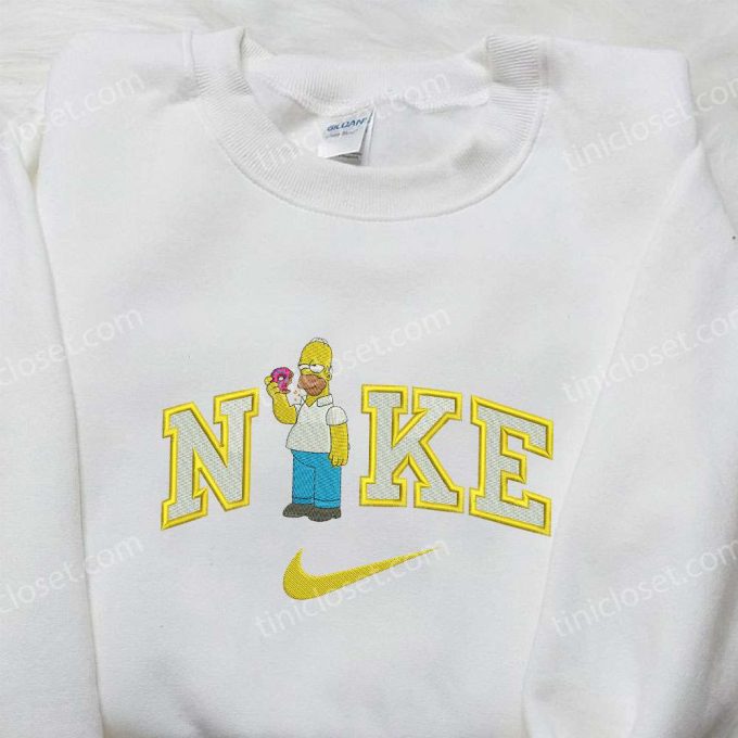 Homer Eating Donut x Nike Embroidered Shirt – The Simpsons Custom Apparel