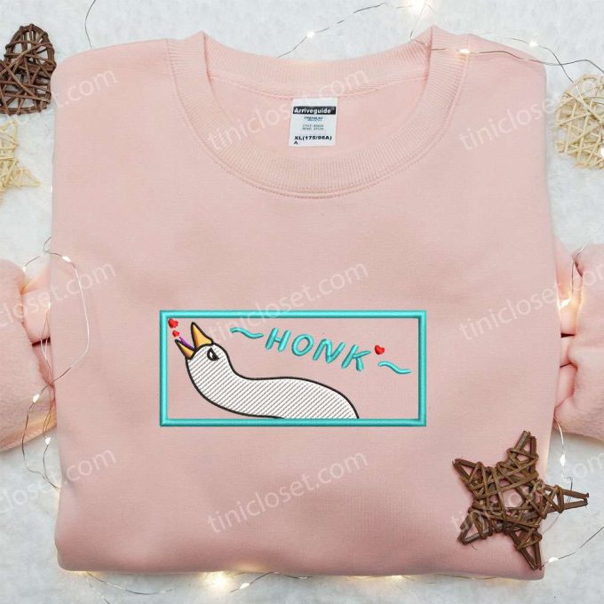 Honk Love Heart Silly Goose Embroidered Shirt – Animal & Cute Design for Maximum Style