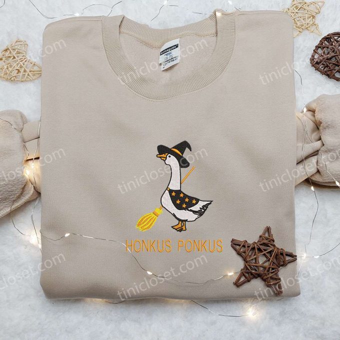 Honkus Ponkus Halloween Silly Goose Embroidered Shirt – Fun Animal Halloween Shirt