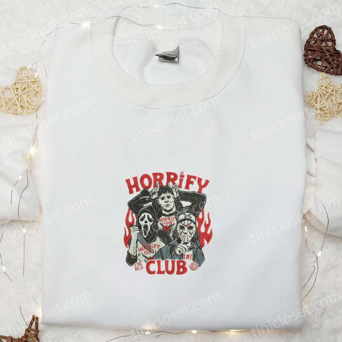 Horrify Club Embroidered Sweatshirt: Spooktacular Halloween Shirt Best Gift Ideas