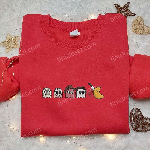 Horror Characters x Chibi Pacman Game Embroidered Shirt – Best Halloween Gift Game Inspired Tee