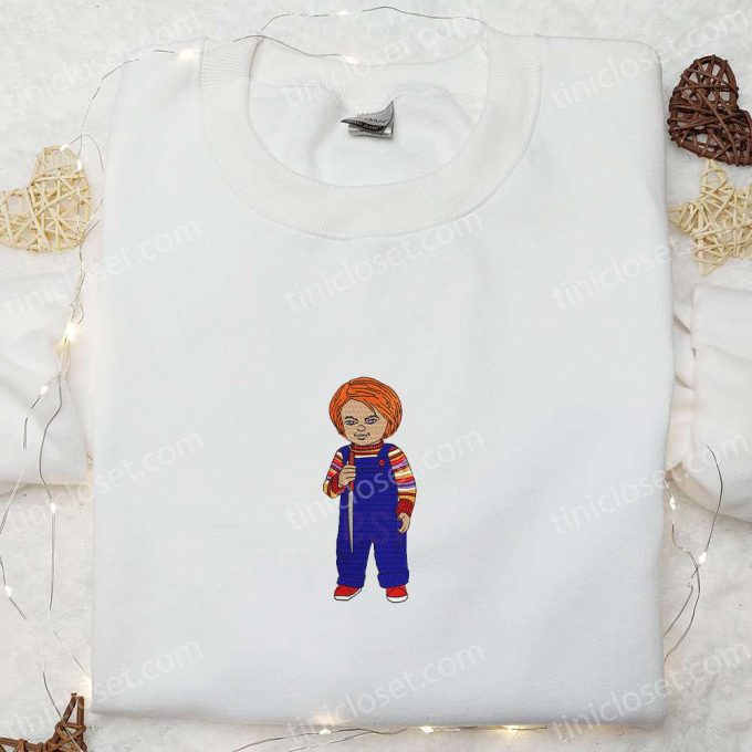 Chucky Horror Doll Embroidered Shirt: Best Halloween Gift with Serial Killer Silhouette – Limited Edition