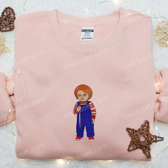 Chucky Horror Doll Embroidered Shirt: Best Halloween Gift with Serial Killer Silhouette – Limited Edition