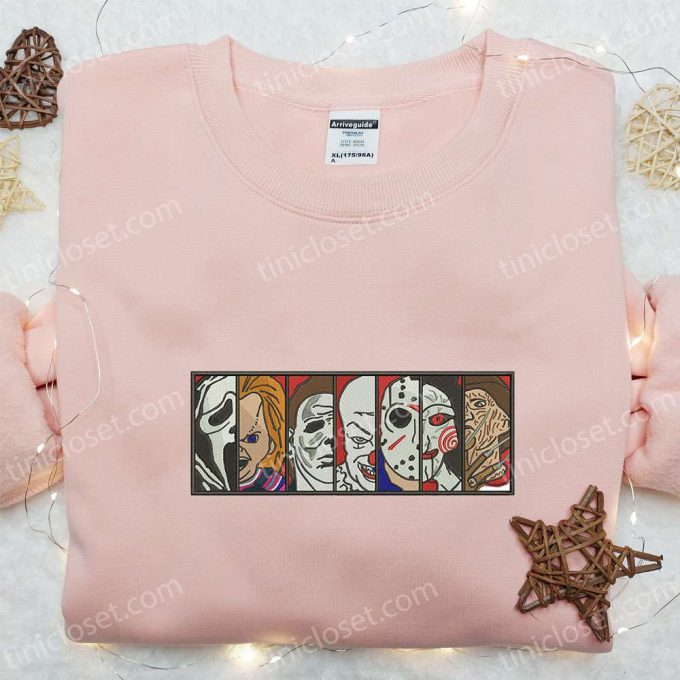 Spooky Horror Film Box Sweatshirt Characters Hoodie & Halloween Shirt – Embroidered Collection