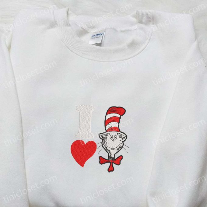 I Love Seuss Embroidered Shirt & Cartoon Hoodie – Perfect Gift for Girls