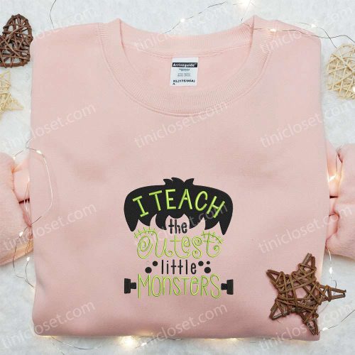 Cute Little Monsters Embroidered Shirt: Funny Halloween Gift for Teachers