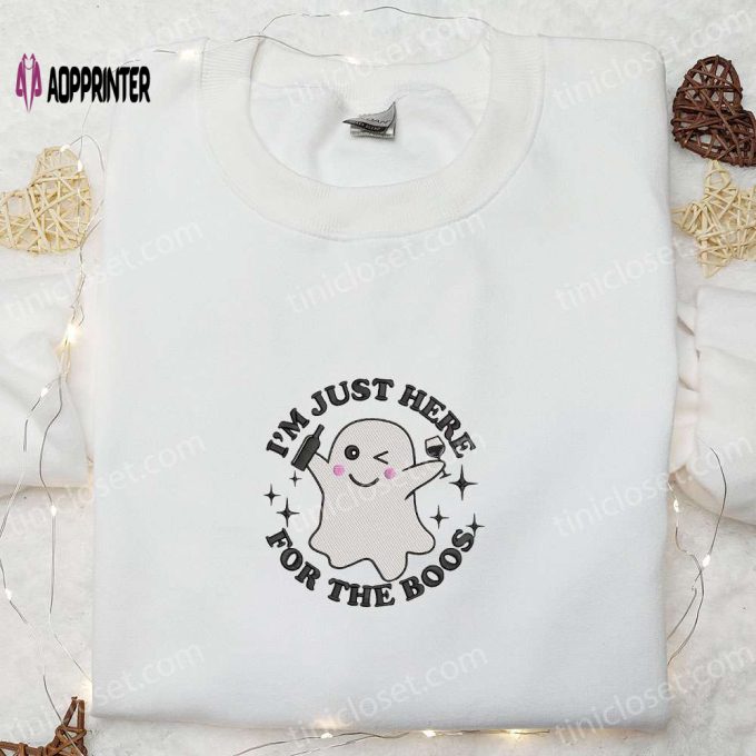 Adorable Halloween Embroidered Shirt: Best Gift for Halloween Lovers – Im Just Here For The Boos