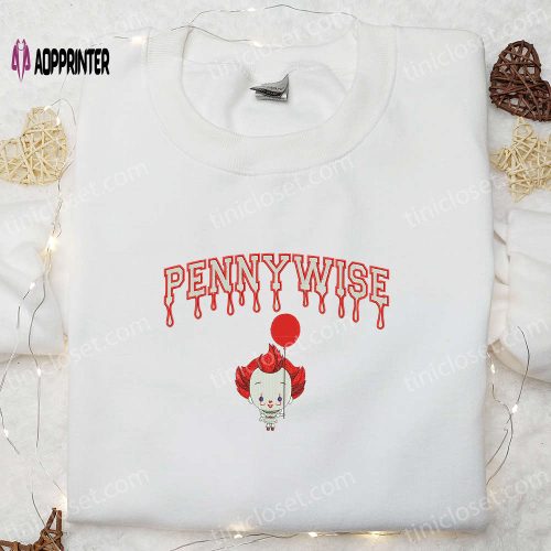 IT Pennywise Balloon Embroidered Sweatshirt & Hoodie: Best Halloween Gifts for Family