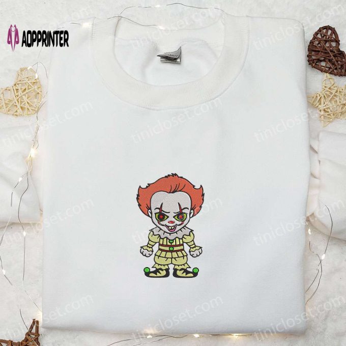 Pennywise Balloon Embroidered Sweatshirt & Hoodie: Perfect Halloween Gifts for Family