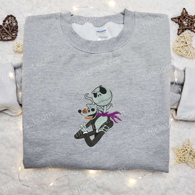 Jack Skellington Embroidered Sweatshirt: Nightmare Before Christmas Hoodie – Perfect Gift for Halloween Lovers