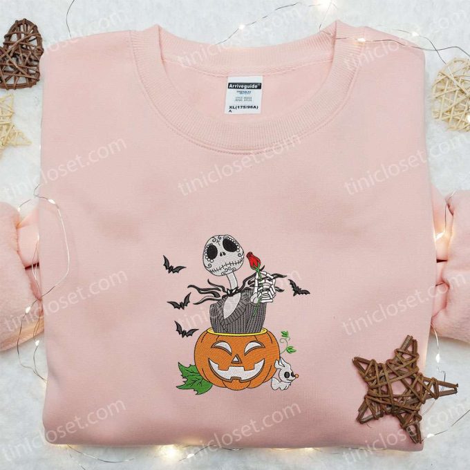 Jack Skellington Halloween Pumpkin Embroidered Sweatshirt & Hoodie: Nightmare Before Christmas Spooky Shirt