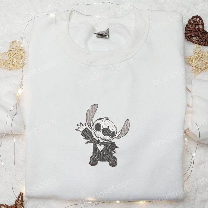 Disney Jack Skellington Stitch Cosplay Sweatshirt – Funny Halloween Embroidered Shirt T-Shirt