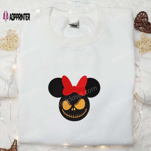 Jack Skellington x Minnie Mouse Embroidered Shirt – Funny Disney Halloween Tee