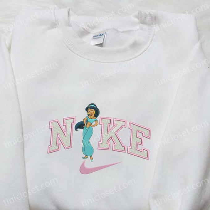 Jasmine x Nike Cartoon Embroidered Hoodie & Disney Characters Shirt Nike-Inspired Embroidery