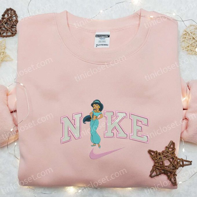 Jasmine x Nike Cartoon Embroidered Hoodie & Disney Characters Shirt Nike-Inspired Embroidery