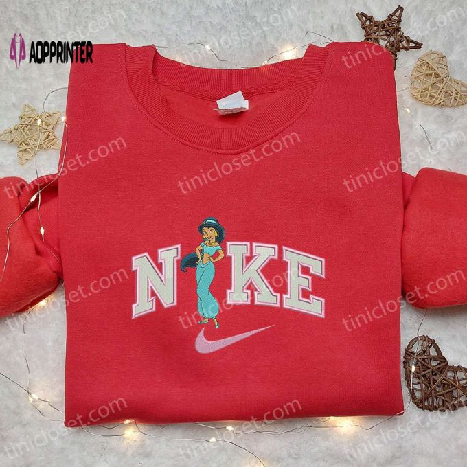 Jasmine x Nike Cartoon Embroidered Hoodie & Disney Characters Shirt Nike-Inspired Embroidery