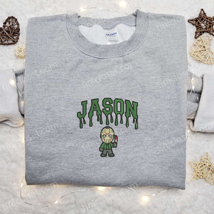 Jason Embroidered Hoodie: Horror Characters Sweatshirt Perfect Halloween Gift