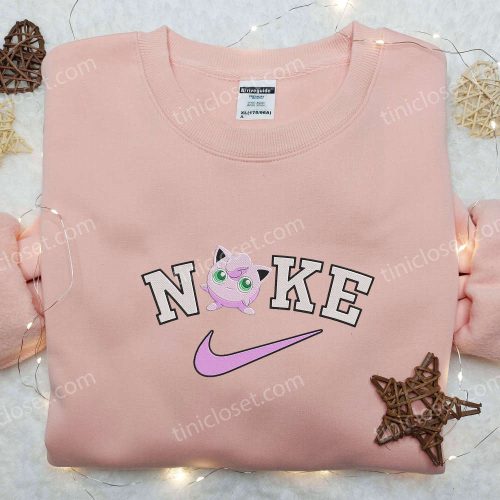 Jigglypuff Nike Embroidered Shirt Pokemon Sweatshirt Custom Nike Shirt