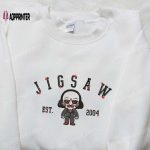 Jigsaw Est 2004 Embroidered Hoodie – Horror Characters Sweatshirt – Spooky Shirt