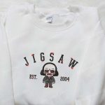 Jigsaw Est 2004 Embroidered Hoodie – Horror Characters Sweatshirt – Spooky Shirt