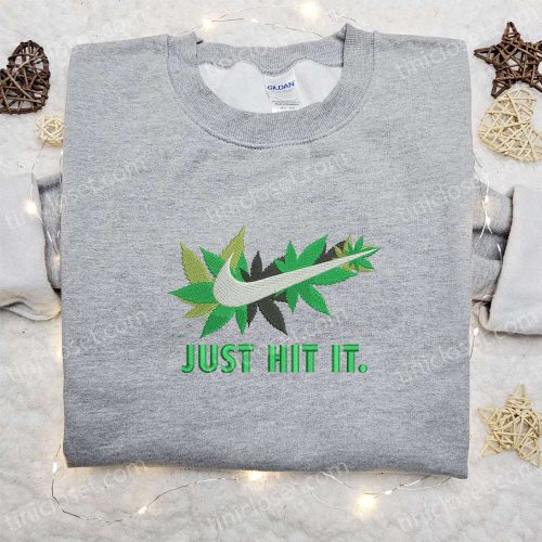 Just Hit It x Nike Swoosh Sweatshirt – Nike Inspired Embroidered Shirt Best Birthday Gift Ideas