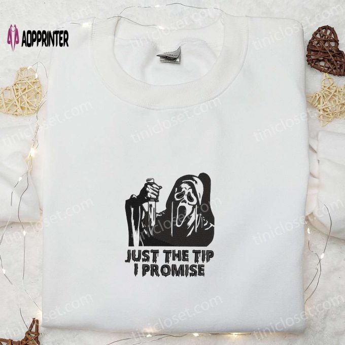 Spooky Ghost Embroidered Shirt: Just the Tip I Promise! Cool Halloween Shirts