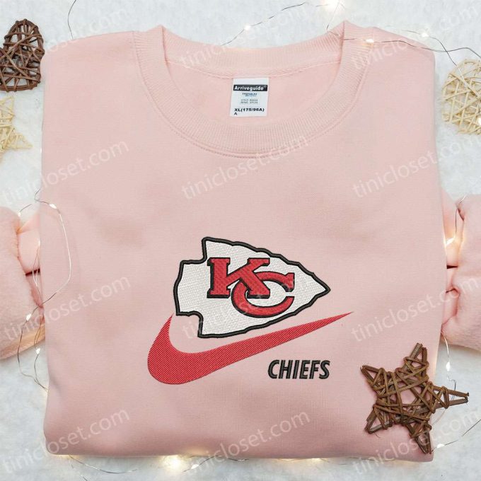 Kansas City Chiefs x Nike Swoosh Shirt & Hoodie: NFL Sports Embroidered Gear Perfect Gift Idea