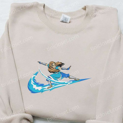 Katara x Nike Swoosh Anime Embroidered Sweatshirt: Avatar & Nike Inspired Shirt