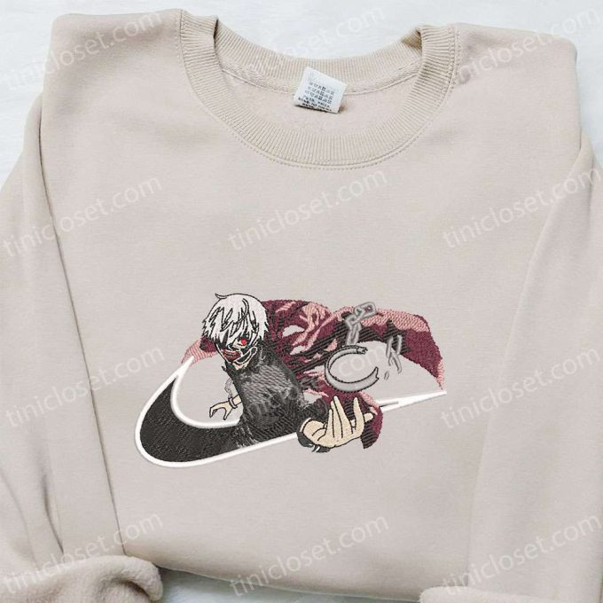 Ken Kaneki x Nike Swoosh Anime Shirt: Tokyo Ghoul Embroidered & Nike Inspired – Stylish & Unique!