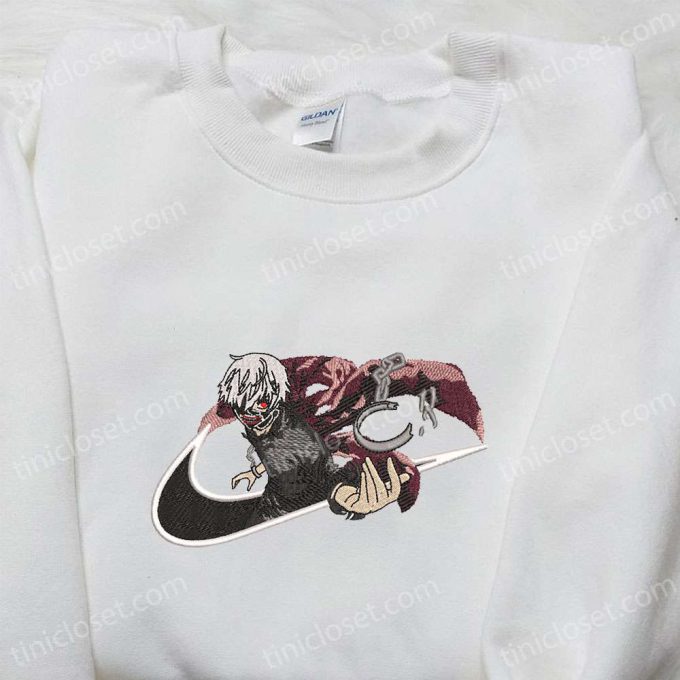 Ken Kaneki x Nike Swoosh Anime Shirt: Tokyo Ghoul Embroidered & Nike Inspired – Stylish & Unique!