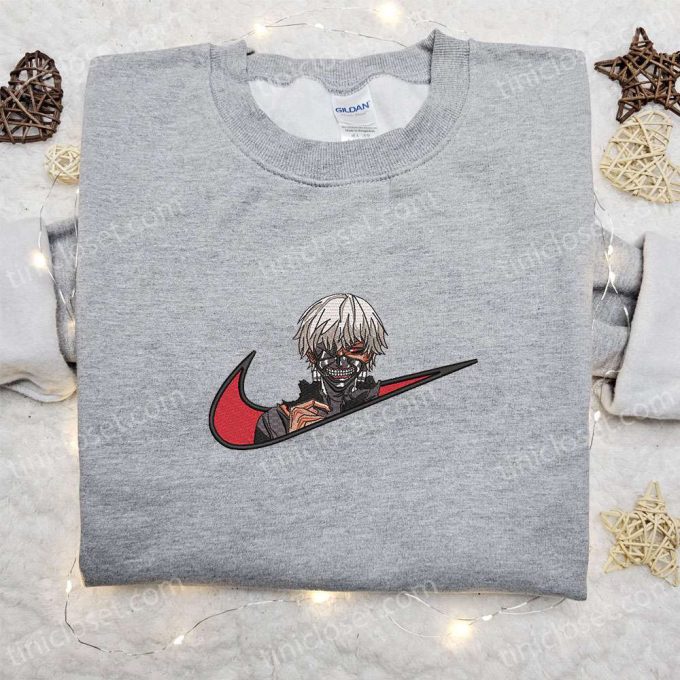 Ken Kaneki x Nike Swoosh Anime Embroidered Sweatshirt: Tokyo Ghoul Shirt Nike Inspired