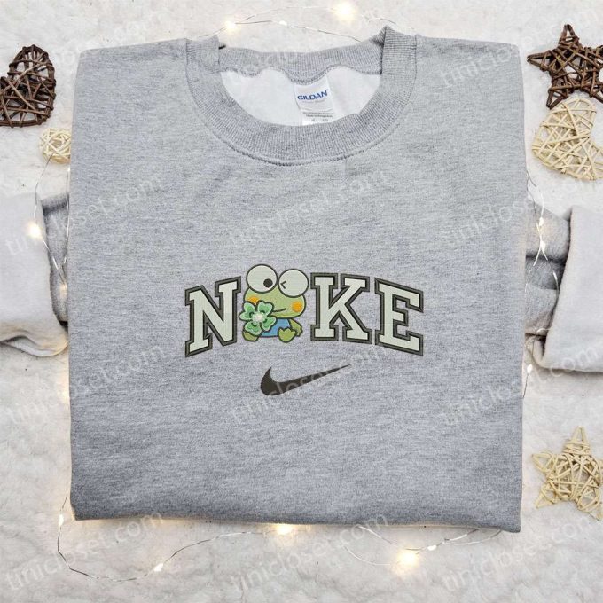 Keroppi Flower x Nike Embroidered Sweatshirt: Cartoon & Nike Inspired Shirt