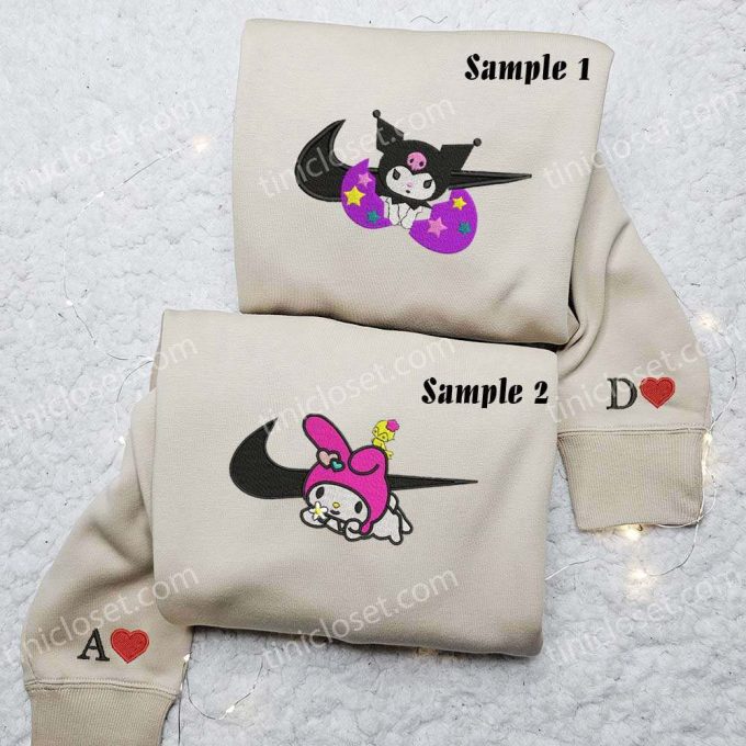 Stylish Kuromi & My Melody Embroidered Couples Shirts – Perfect for Matching Outfits!