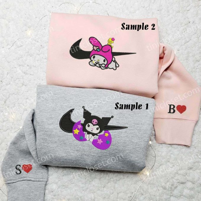 Stylish Kuromi & My Melody Embroidered Couples Shirts – Perfect for Matching Outfits!