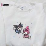 Kuromi & My Melody Witches Hoodie: Cute Halloween Embroidered Sweatshirt Best Gift for Daughter